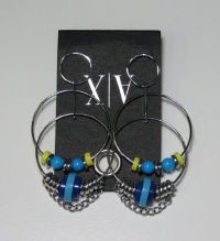 NEW SEASON & AUTHENTIC: Armani Exchange A/X Modern Stylish/Classy Womens/Girls/Ladies Silver/Blue Dangle Earrings Set - makes a great gift