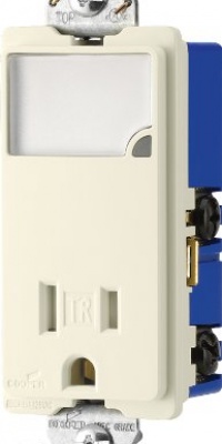 Cooper Wiring Devices TR7735LA-BOX 3-Wire Receptacle Combo Nightlight with Tamper Resistant 2-Pole, Light Almond