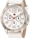 Tommy Hilfiger Women's 1781177 White Multi-Eye Dial Leather Strap Watch