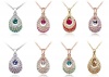 Swarovski Elements Crystal Princess Teardrop Pendant Necklaces In Eight Colors-47 cm Chain