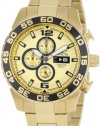 Invicta Men's 1016 II Collection Chronograph Gold Dial 18k Gold-Plated Stainless Steel Watch