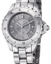 Stuhrling Original Women's 957S.12112 Leisure Ceramic Austere Quartz Swarovski Crystal Date Silver tone Watch