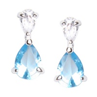 Studio 925 Madeleine Blue Topaz CZ Sterling Silver Earrings