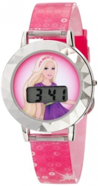 Mattel Kids' BAR005T Barbie Digital Watch And Hair Clips Tin Gift Set Watch