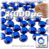 The Crafts Outlet 1000-Piece Flat Back Round Rhinestones, 7mm, Royal Blue