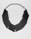 From the Facet Collection. Diamond-shaped discs of powder-coated brass are simple yet striking when arranged into a shapely choker with gunmetal links.Coated brassLength, about 14Lobster claspMade in USA