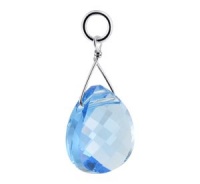 Sterling Silver Teardrop Shaped Blue Multifaceted Crystal 1 inch Long Pendant Charm Made with Swarovski Elements