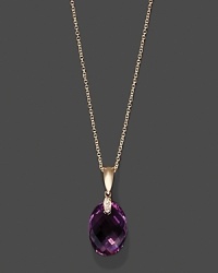 Diamonds accent a faceted amethyst, set in 14K rose gold.