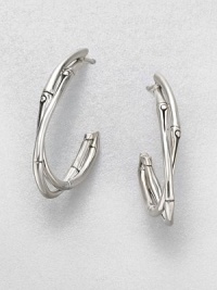 From the Bamboo Collection. Graceful double arcs of bamboo-motif sterling silver twist around one another in these elegant open hoops.Sterling silverDiameter, about 1.5Post backMade in Bali