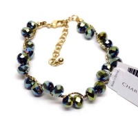 Charter Club 'Strikezone' Gold-tone Bracelet, Green Glass Alternating Beads (Retail $28.00)