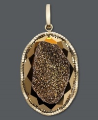 Add a taste of the exotic. Warm, sumptuous hues in bronze druzy create a shimmering, faceted look on this stunning pendant. Set in 14k gold. Does not include chain.