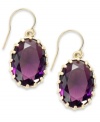 Purple reigns. Lauren by Ralph Lauren puts the hue front and center in its Bedford Weekend drop earrings. Crafted from gold-tone mixed metal with a faceted oval stone in the center for a colorful pop. Approximate drop: 1-1/2 inches.