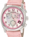 Stuhrling Original Women's 246.1115A9 Vogue Audrey Fiorenza Swiss Quartz Chronograph Swarovski Crystal Mother-Of-Pearl Day and Date Pink Watch