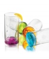 Assorted hues and finger-friendly grooves make this set of Impressions Colors highball glasses look and feel fantastic. Ideal for every day and entertaining in dishwasher-safe glass from Libbey.