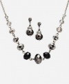 c.A.K.e by Ali Khan Jewelry Set, Jet Black Glass Crystal Bead Necklace and Drop Earrings Set