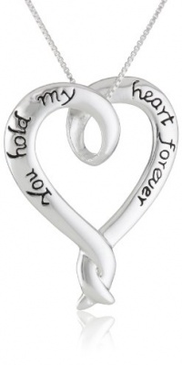 Sterling Silver You Hold My Heart Forever Open Heart Pendant Necklace, 18