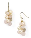 Make room in your jewelry box for this pair of rose quartz drop earrings from Carolee, delicately accented by a cluster of pearl and glass beads.