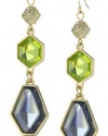 ABS By Allen Schwartz Cocktail Hour Gold-Tone Jewel Color Stones Double Drop Earrings