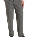 Louis Raphael LUXE Men's Washable 100% Wool Solid Pleated Hidden Extension Dress Pant,Grey,34x30