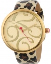 Betsey Johnson Women's BJ00068-05 Analog Leopard Patent Printed Leather Strap Watch