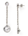 Michael Kors Earrings Silver-Tone Clear Glass Crystal Drop Earrings