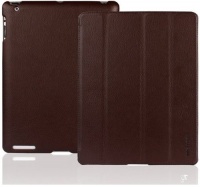 INVELLOP BROWN Leatherette Cover Case for iPad 2 / iPad 3 / The new iPad (Built-in magnet for sleep/wake feature)