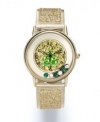 Charter Club Women's Christmas Tree Gold Tone Glitter Bracelet Watch