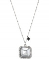 A stylish statement, from square one. Betsey Johnson's pendant is crafted from silver-tone mixed metal with crystal accents outlining the edge. A small hematite-tone heart adds a subtle touch. Approximate length: 16 inches + 3-inch extender. Approximate drop: 1-1/4 inches.