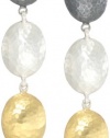 GURHAN Jordan Silver and Gold Oval Lentil Long Drop Post Earrings