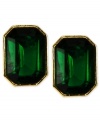 Green and gold lend a look of vibrant elegance. These stud earrings from Anne Klein features faceted green stones in a golden setting. Crafted in gold tone mixed metal. Approximate diameter: 1/2 inch.