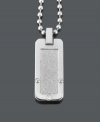 Push your style to the limits with this military-inspired look. Features a dog tag pendant with a textured finish and round-cut diamond accents. Bead chain and pendant crafted in stainless steel. Approximate length: 24 inches. Approximate drop width: 1-7/20 inches. Approximate drop length: 2 inches.