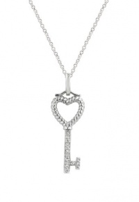 Effy Jewlery Key Heart Pendant with Diamonds, .02 TCW