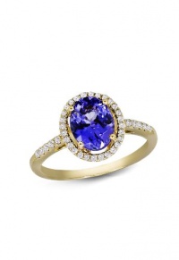 Effy Jewlery 14K Yellow Gold Tanzanite and Diamond Ring, 2.04 TCW Ring size 7