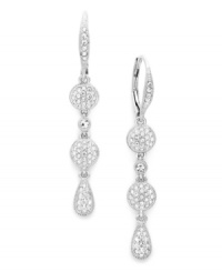 Dramatic and dazzling. Eliot Danori's sparkling earrings style features round and pear-shaped drops encrusted with pave-set crystals. Set in silver tone mixed metal. Approximate drop: 1-1/2 inches.