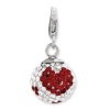 Genuine IceCarats Designer Jewelry Gift Sterling Silver 3-D Red Heart Clear Crystal Ball W/Lobster Clasp Charm