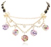 Betsey Johnson Mother of Pearl Flowers Mother of Pearl Flower Disc Necklace, 19