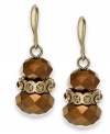 Balance your style with these double drop earrings from Charter Club. Faceted glass beads in bronze hues are divided by gold tone spacers with glass stones. Crafted in gold tone mixed metal. Approximate drop: 1-1/5 inches.