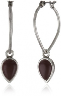 Lucky Brand Silver-Tone Red Tear Drop Earrings