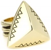 House of Harlow 1960 Gold-Plated Engraved Faceted Pyramid Cocktail Ring, Size 7