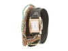 La Mer Collections - Turquoise Crystal Slate Leather Wrap Watch