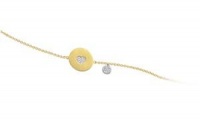 Meira T 14K Yellow Gold Disc Diamond Heart Charm accented with Diamond Disc Bracelet