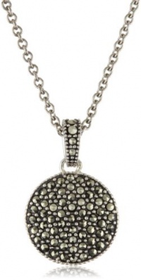 Judith Jack Sterling Silver Marcasite and Crystal Pave Reversible Circular Pendant Necklace, 16