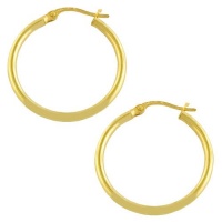 18 Karat Yellow Gold over Sterling Silver 2x20-mm Tube Hoop Earrings