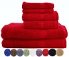 6 Piece Luxury Combed Cotton Bath Towel Set - 2 Bath Towel 30 x 56 inch, 2 Hand Towel 16 x 30 inch and Washcloths 13 x 13 inch 600gm - Red