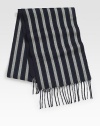 Handsomely striped and incredibly cozy crafted from superior Italian wool.Fringed ends11 x 62½WoolDry cleanMade in Italy