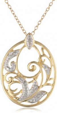 18k Yellow Gold Plated Sterling Silver Diamond Accent Pendant, 18