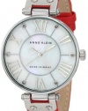 Anne Klein Women's 10/9919MPRD Silver-Tone Red Leather Strap Watch