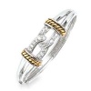 925 Silver, 14k Yellow Gold Vermeil & CZ Bracelet- 7 IN