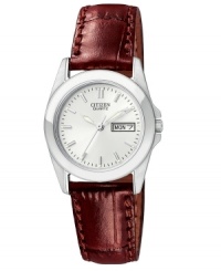 Rich leather contrasts beautifully with the steel of this watch by Citizen.