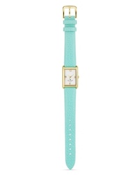 C'mon get strappy with kate spade new york's leather banded watch. The smooth style showcases the label's signature love of color--tropical turquoise works anytime.